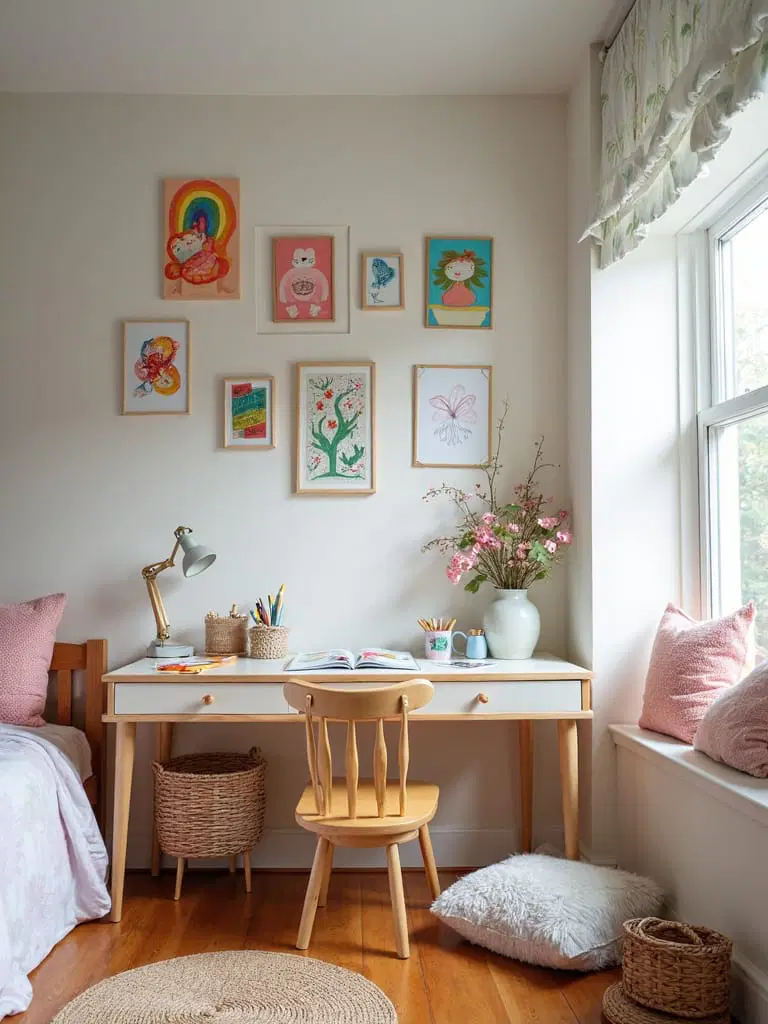 child's art display and creative space