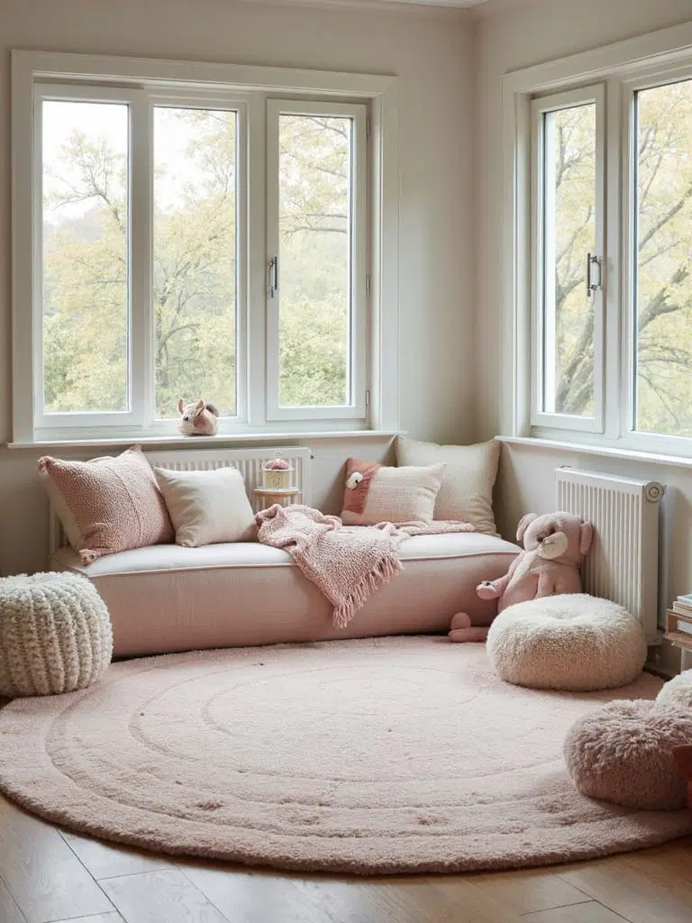 soft rugs and cushions in kids room