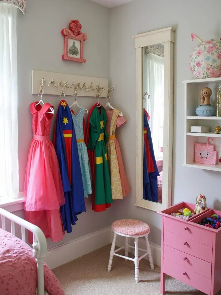 organized dress-up corner