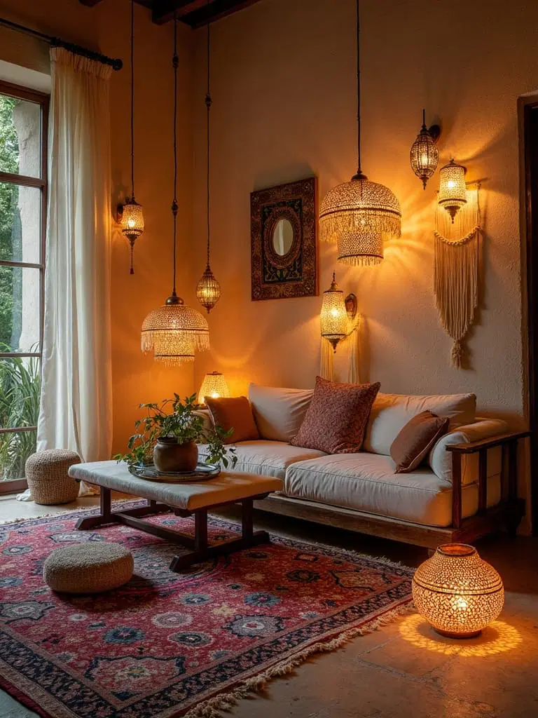 warm and textured boho lighting