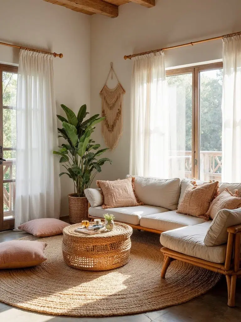 open layout for boho living room