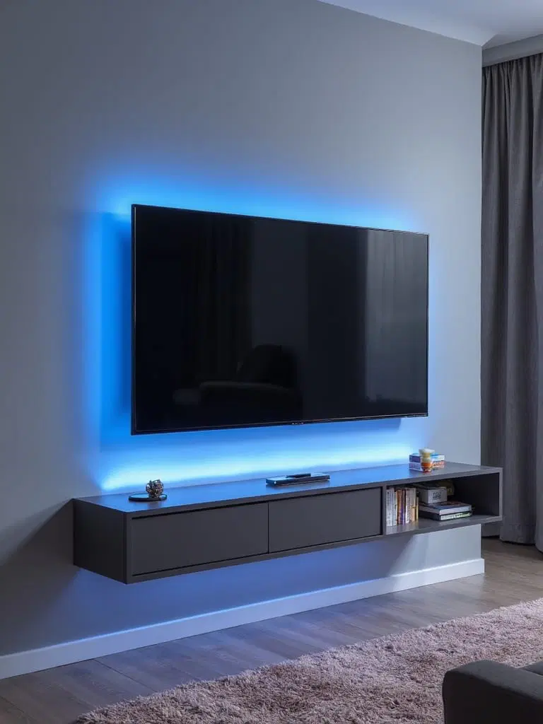 illuminated tv wall design