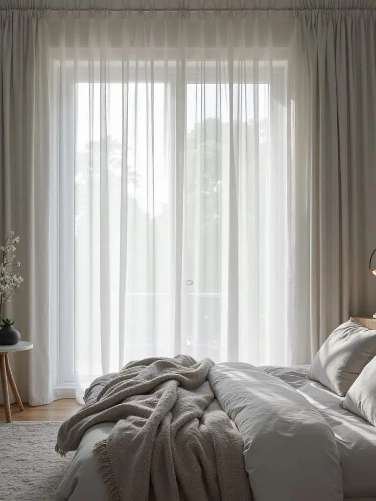 soft drapery enhancing bedroom texture