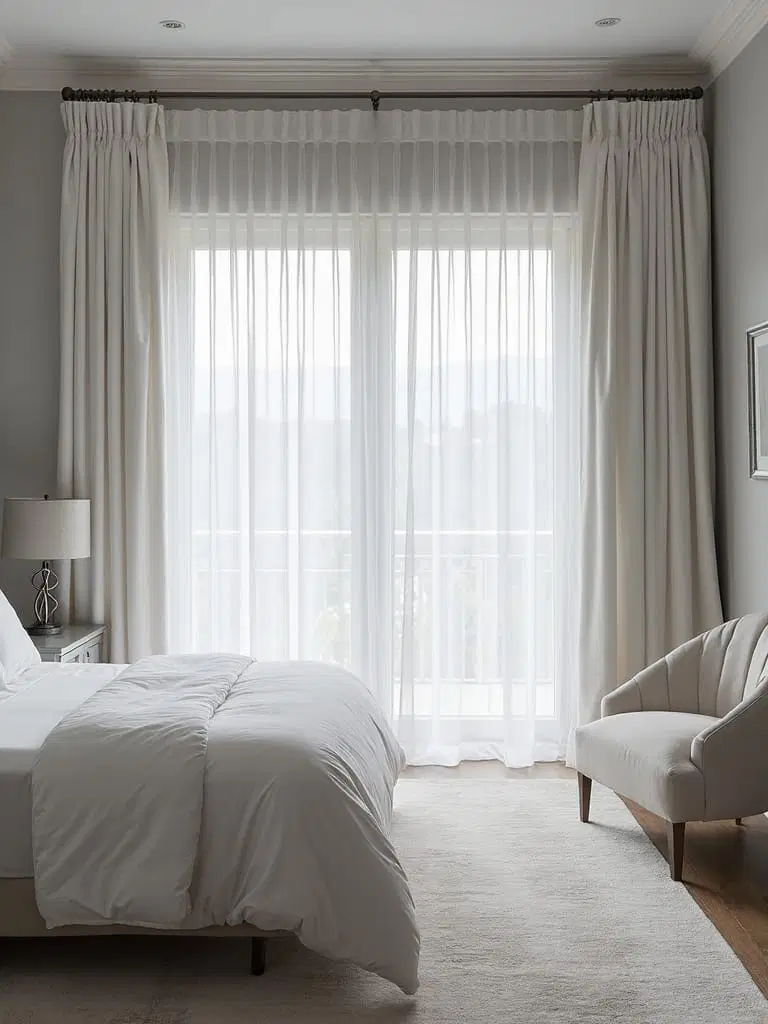 airy and light grey bedroom