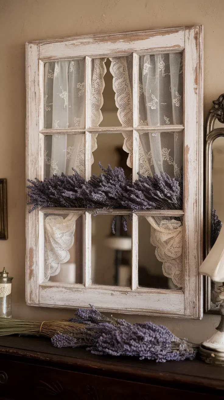 vintage window frame wall decor