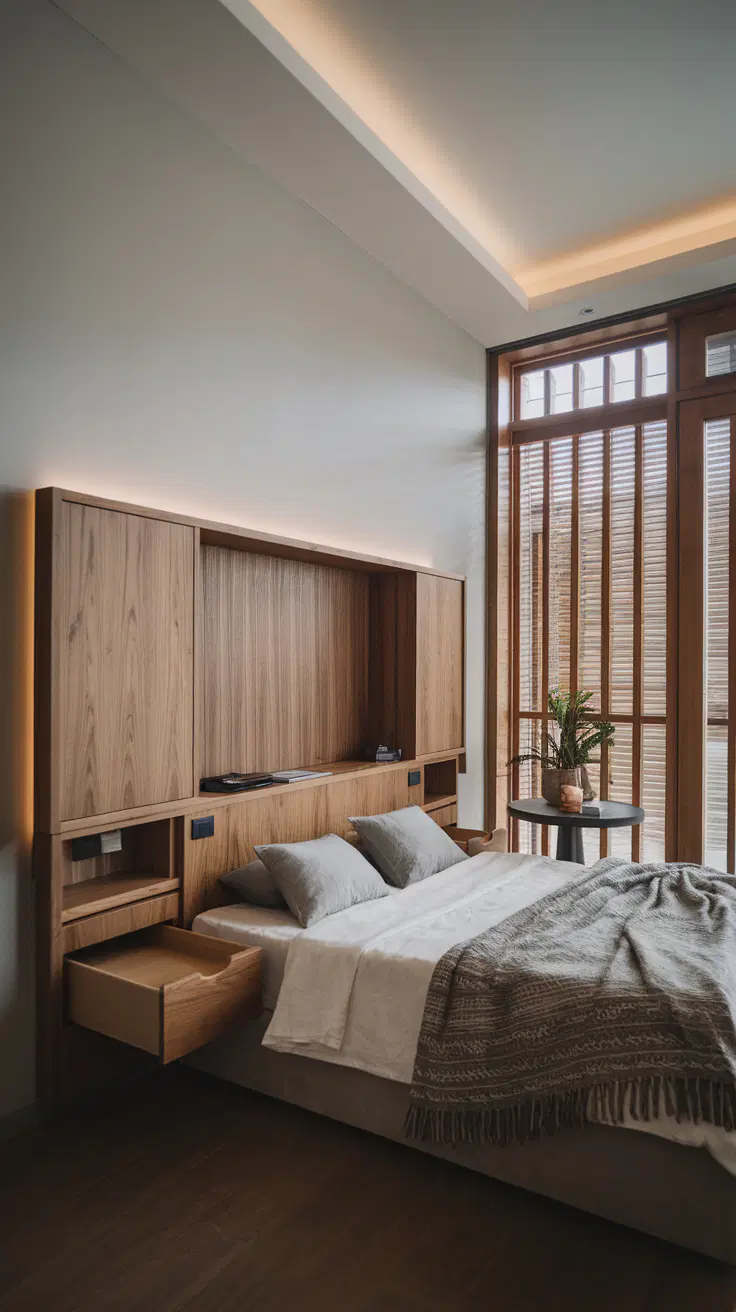 stylish storage headboard design