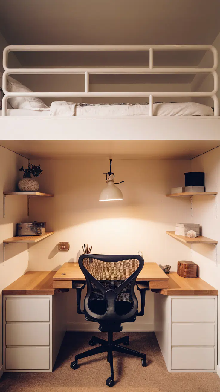 elevated sleeping with workspace