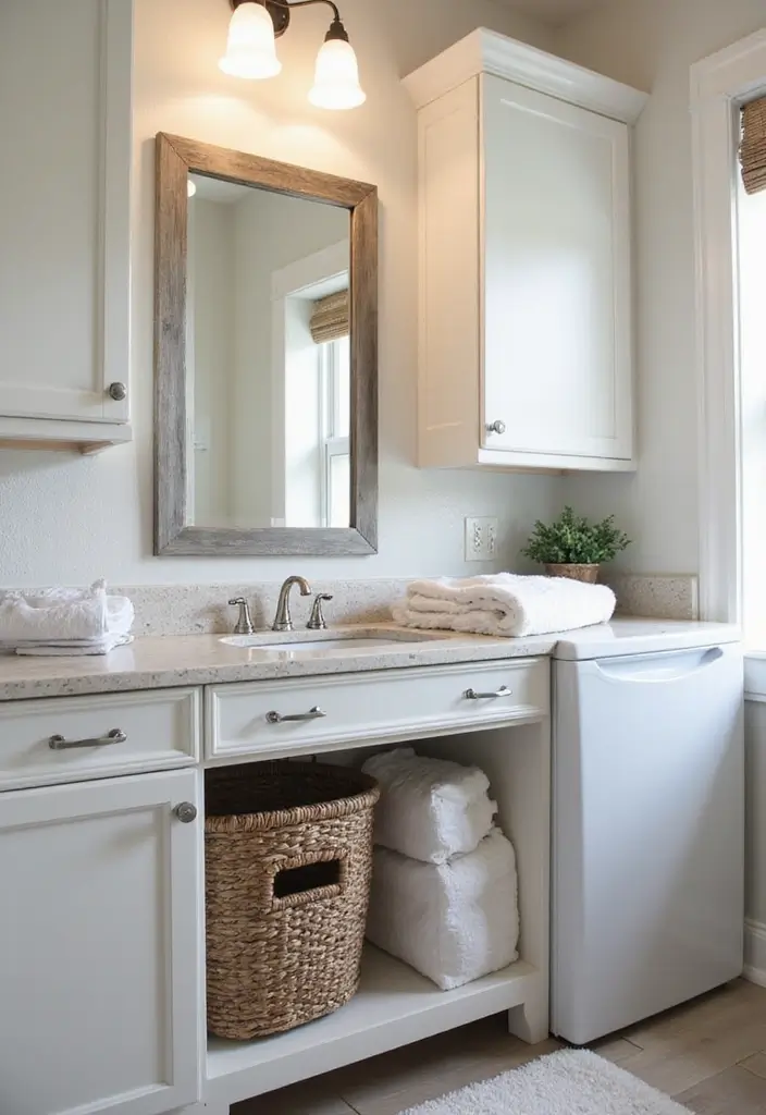 compact laundry folding station bathroom design