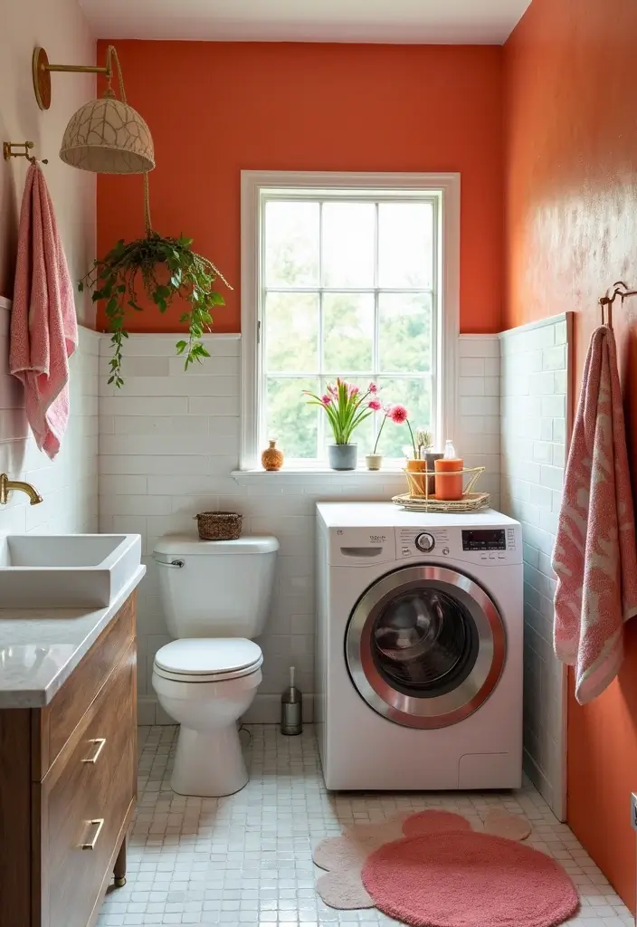colorful bathroom laundry combo design ideas