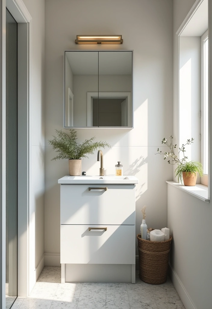mirrored cabinet bathroom laundry storage solution