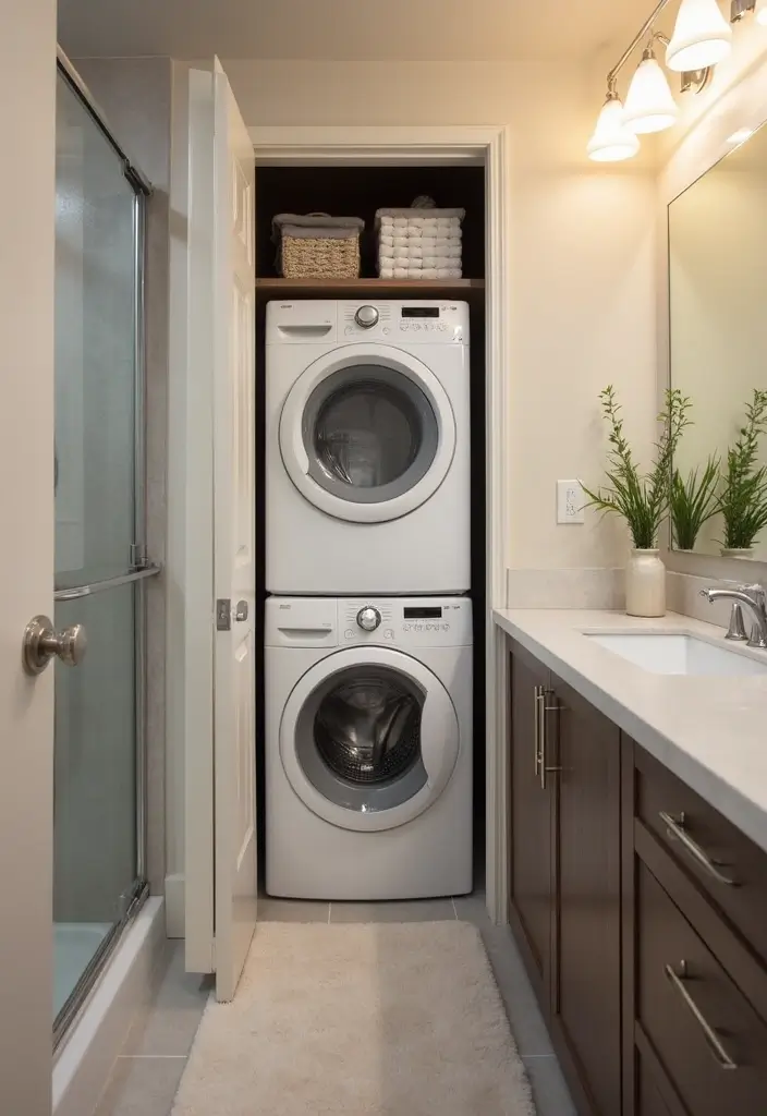 hidden washer dryer bathroom laundry combo