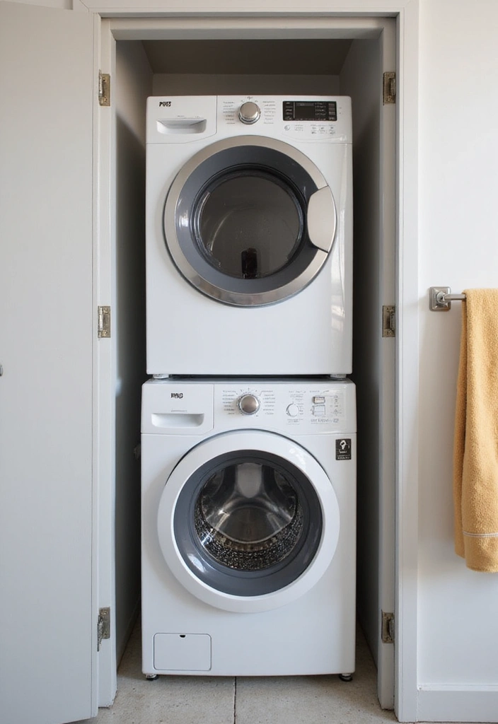 compact washer dryer bathroom laundry setup