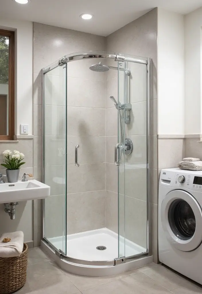 space saving shower bathroom laundry combo