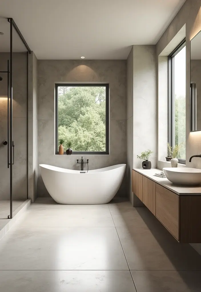 open concept bathroom laundry layout