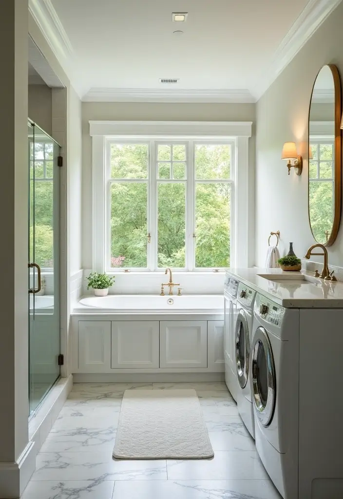 sunlit bathroom laundry room window design