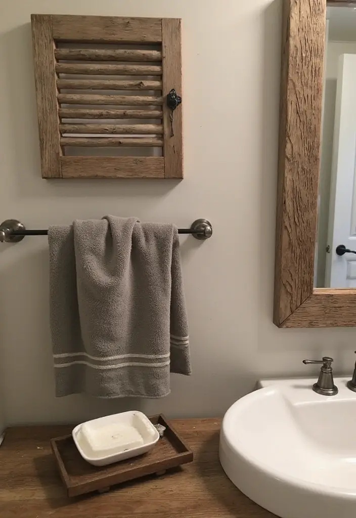 wood accent farmhouse bathroom styling