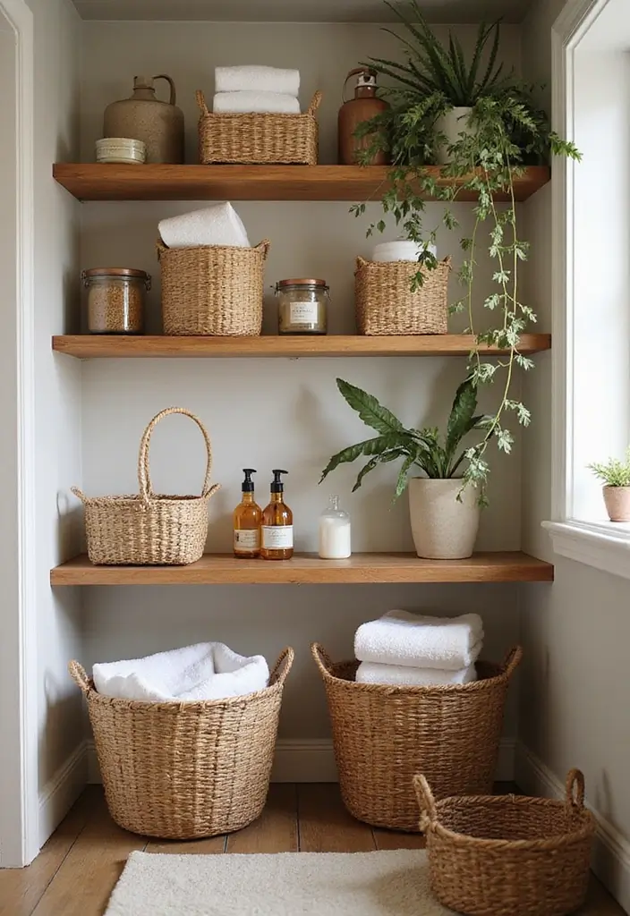 woven basket farmhouse bathroom storage