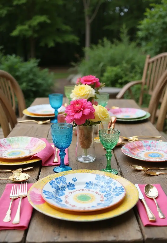 colorful tableware for modern outdoor parties