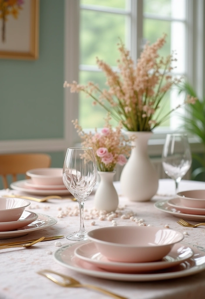 pastel table settings soft dining aesthetic
