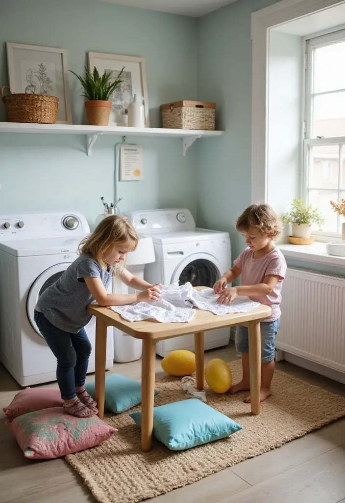 fun folding area for kids laundry