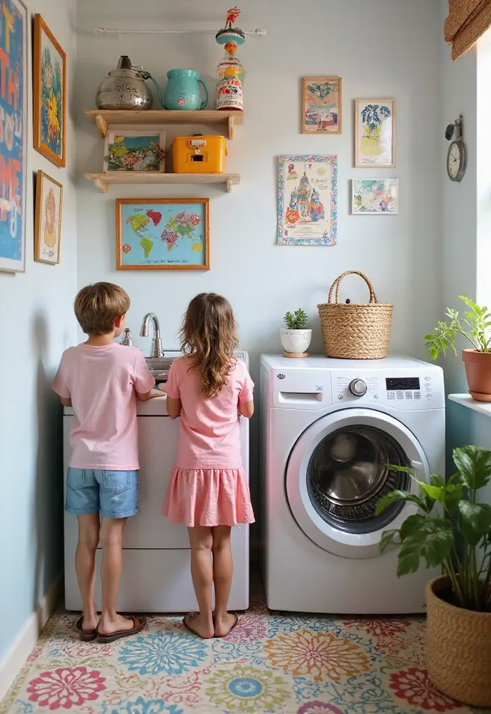 kids involved in laundry room decor