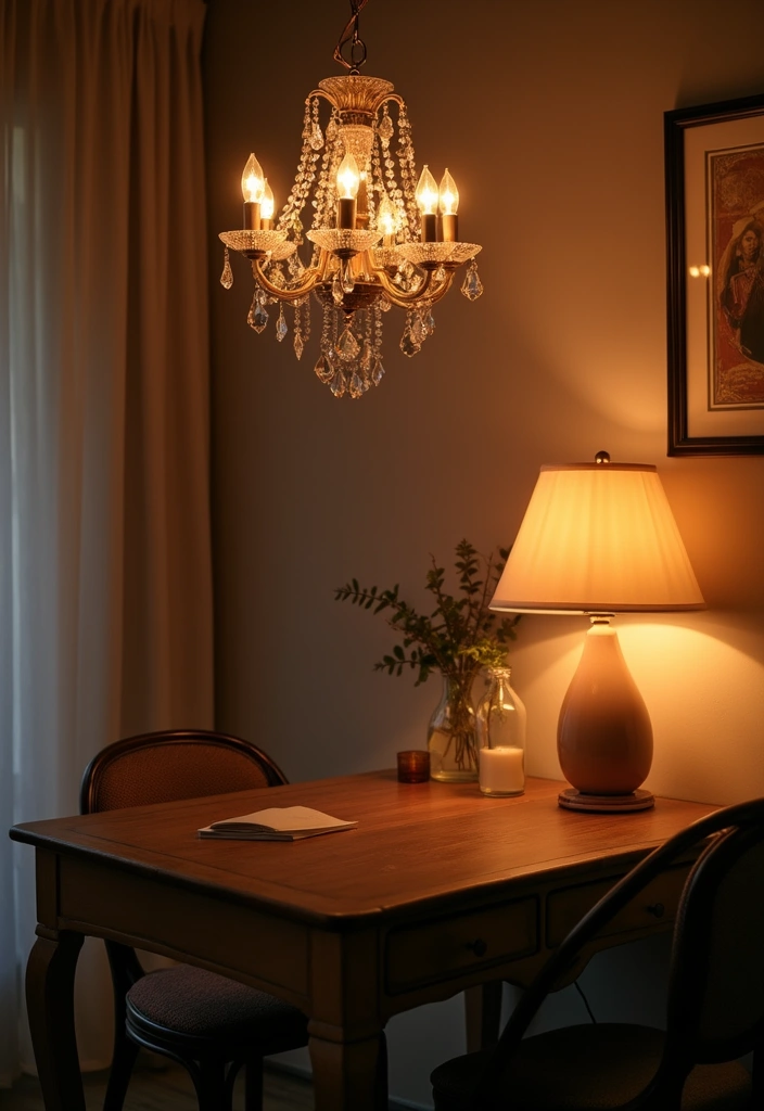romantic lighting vintage girly office