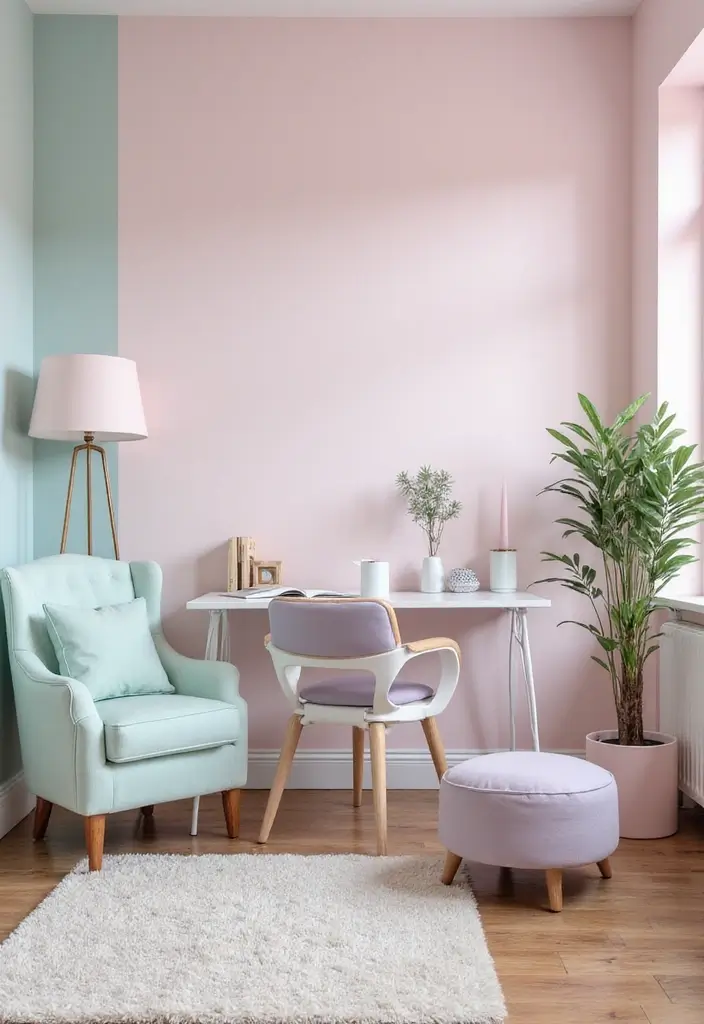 soft pastel vintage girly office colors