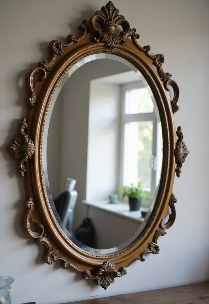 vintage mirror girly home office decor