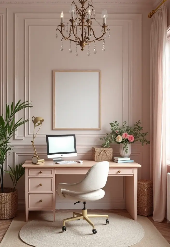 vintage girly home office romantic vibes decor