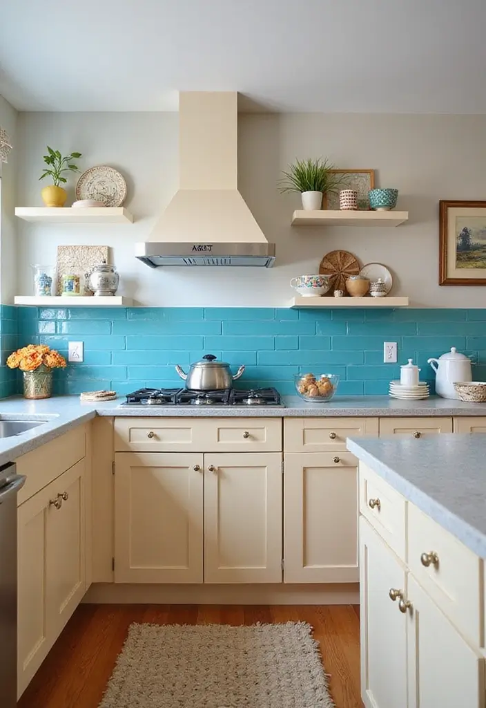 vibrant ocean blue bead board for a coastal kitchen