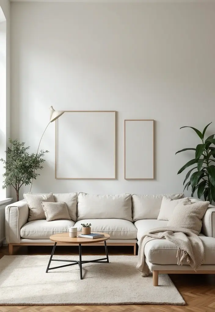 minimalist living room with sofa and clean lines