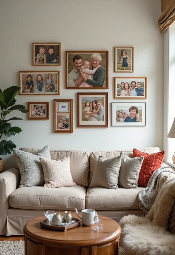 shelf with personal photos and keepsakes