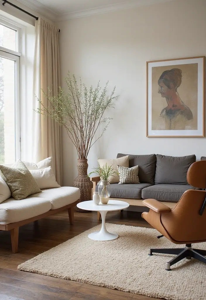 eames lounge chair and noguchi coffee table in living room