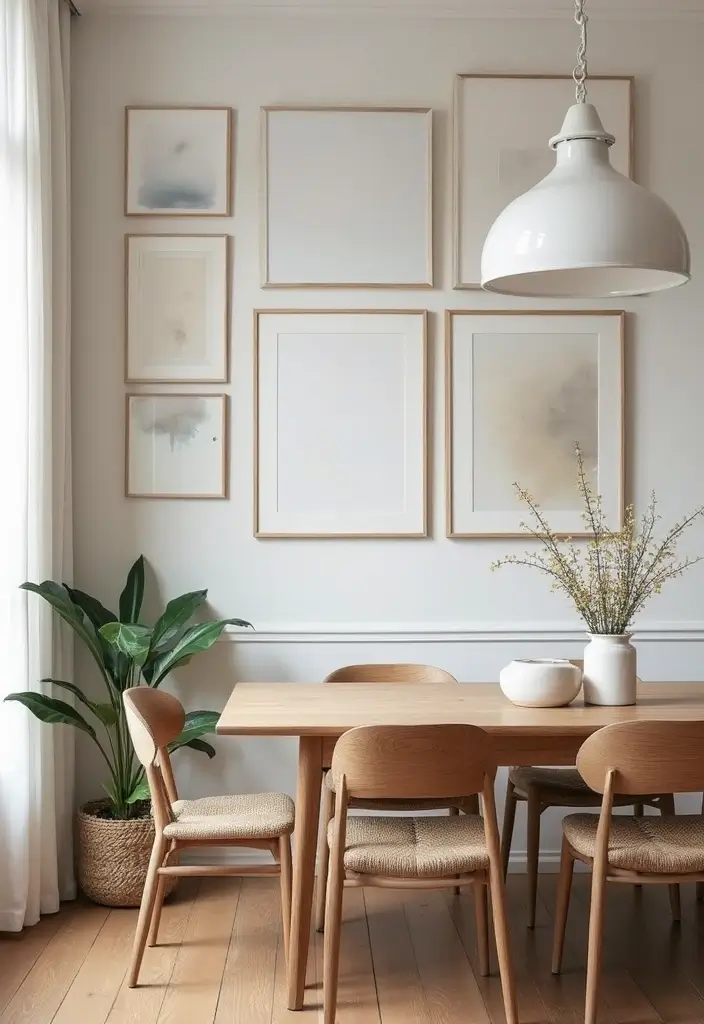 dining room wall with simple nature-inspired art