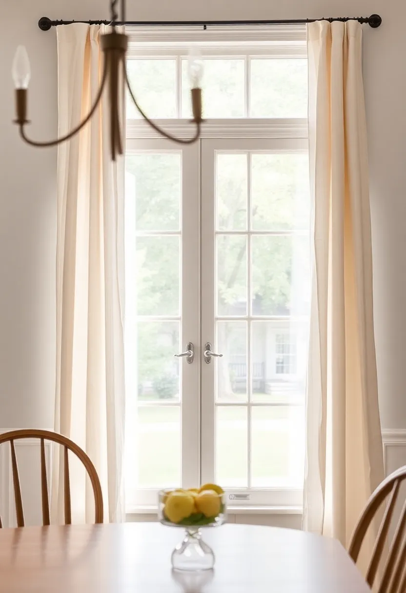 linen curtains in farmhouse dining room