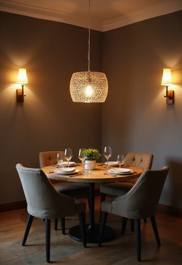 pendant light over japandi dining table