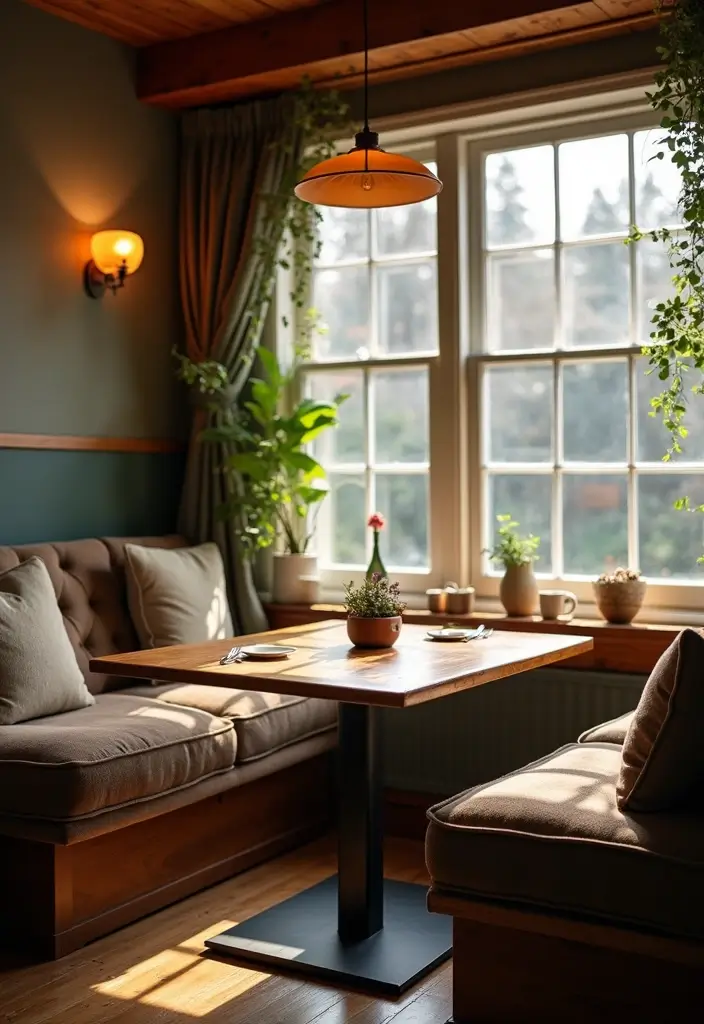 wooden chairs with cushions in japandi dining room