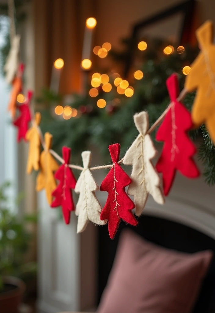 colorful felt christmas banners with holiday shapes