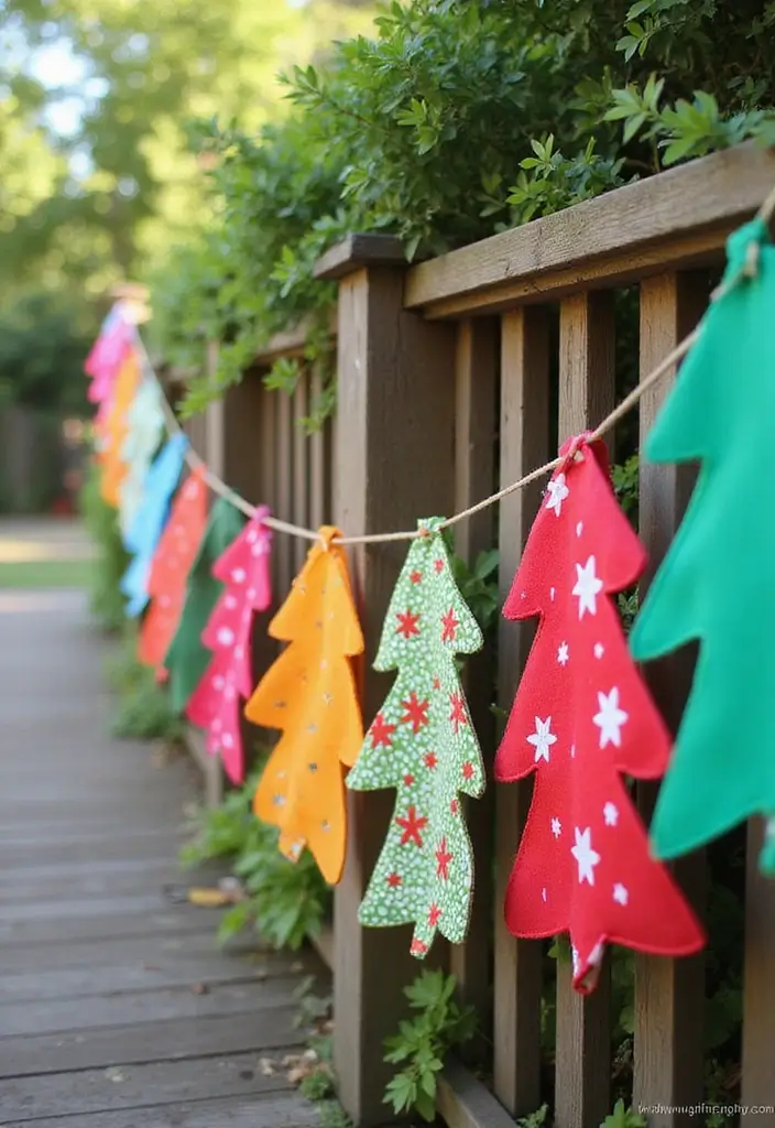 fabric banners with star and tree shapes