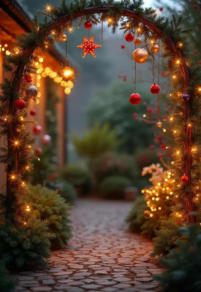 photo backdrop with branches and lights