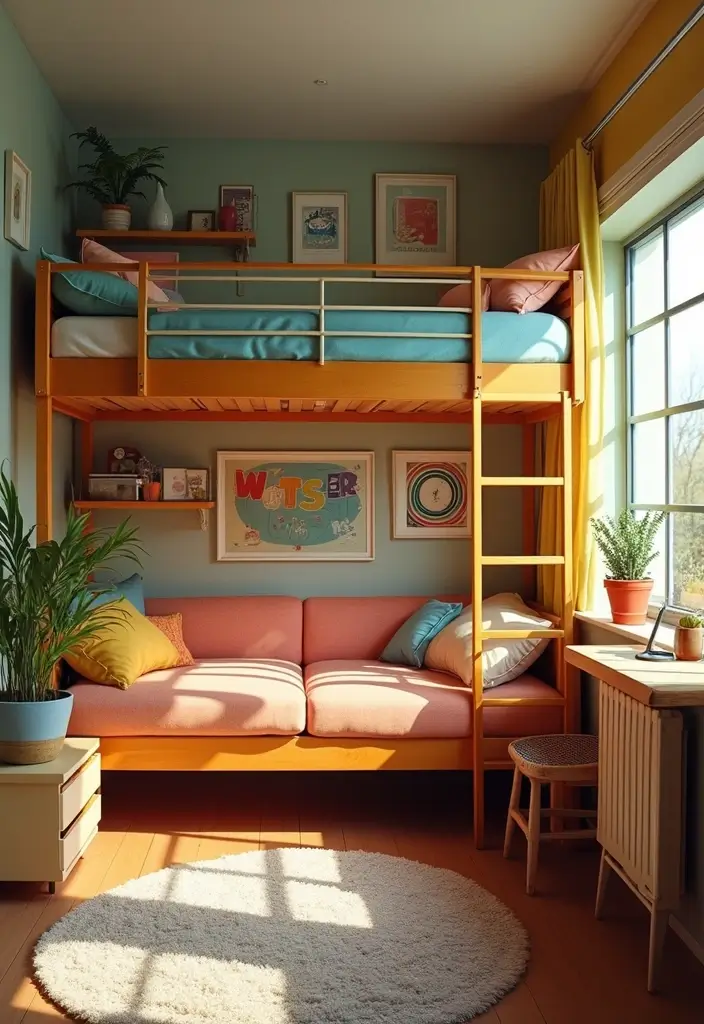 retro loft with vintage decor and lights