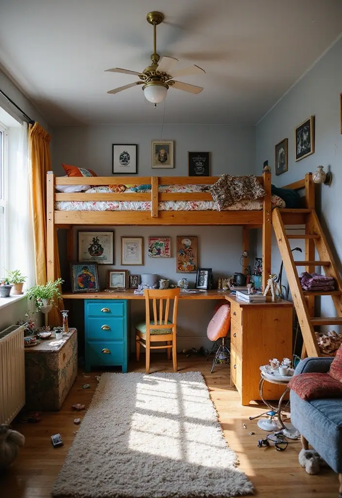 eclectic loft with colors and patterns