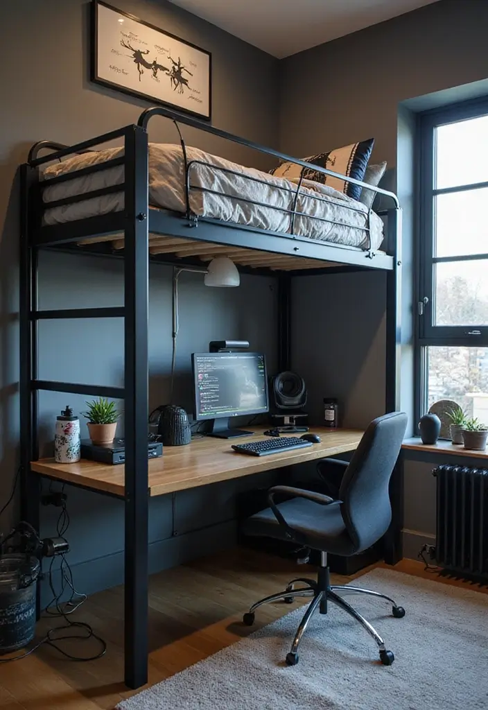 tech loft with lights and charging