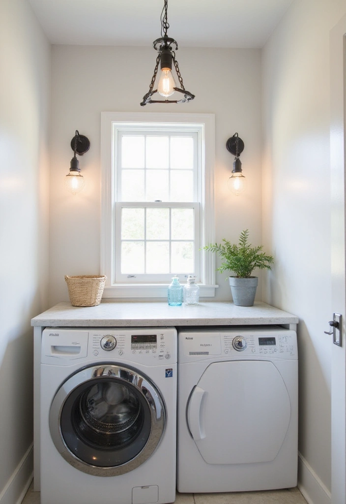 pendant light and wall sconces over folding area