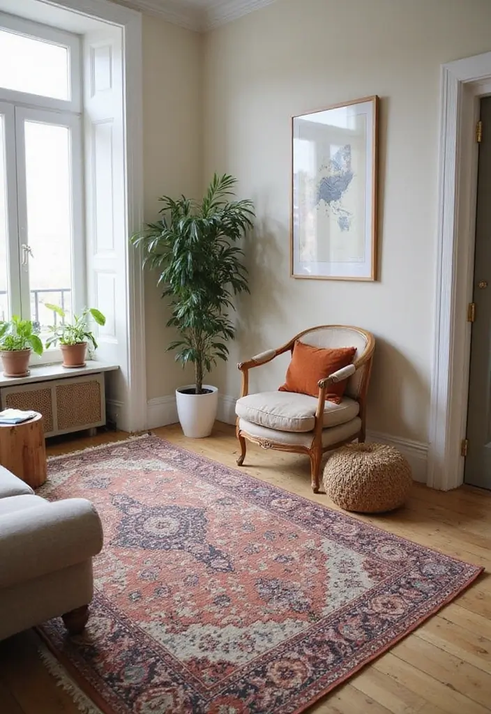 rugs dividing small apartment spaces