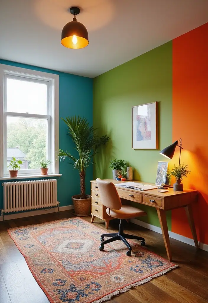 colorful home office wall