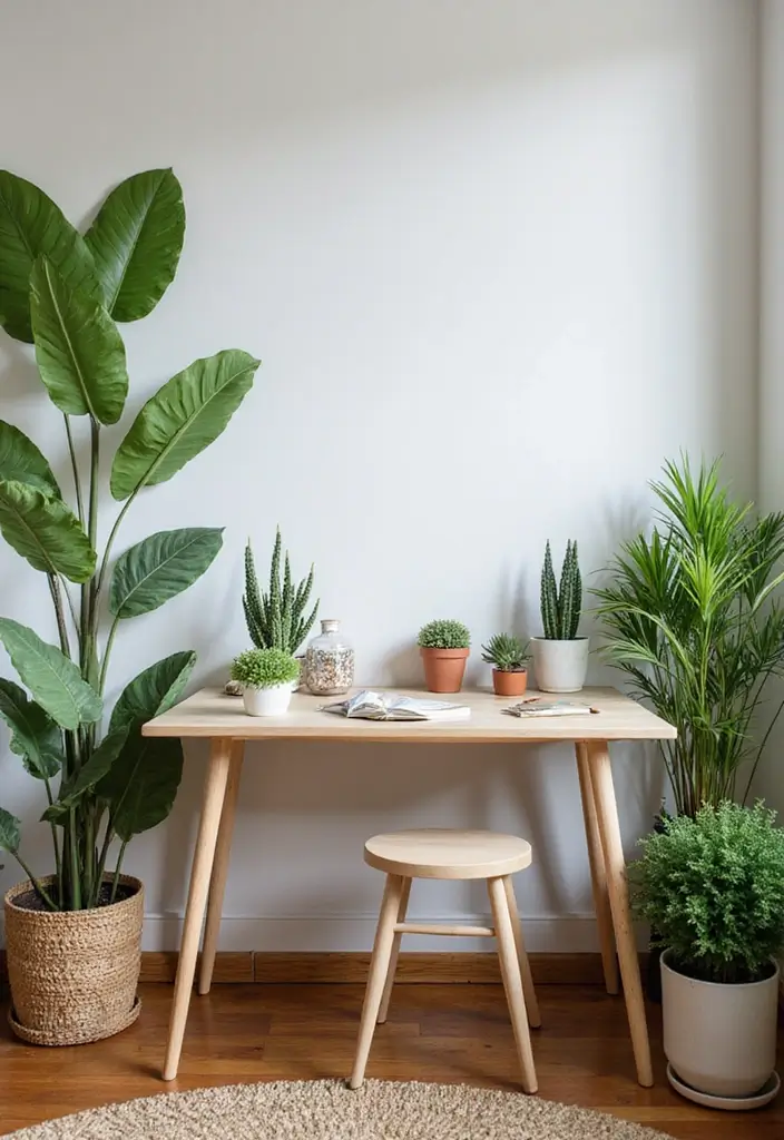 home office with plants