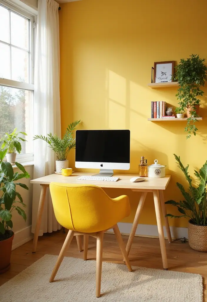 yellow home office accents