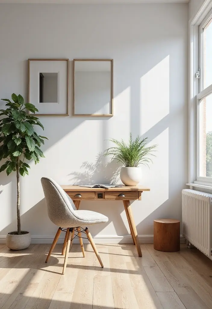 mirror reflecting light in home office