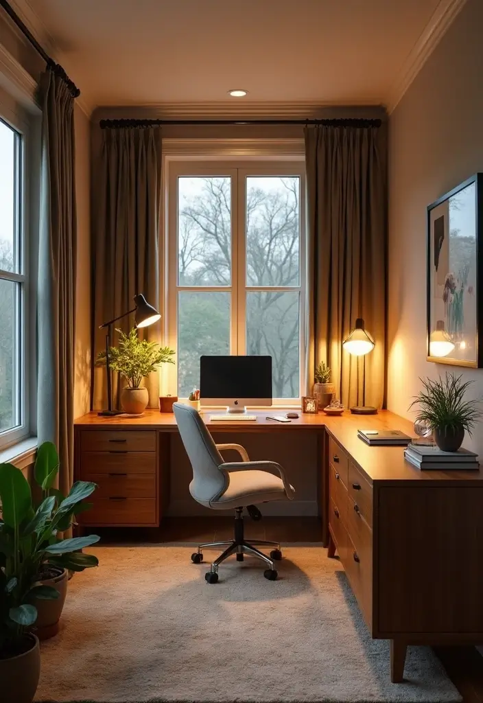 bright and productive home office lighting setup